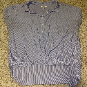 Blue and White Striped Blouse